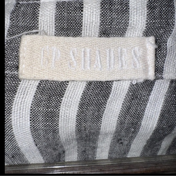 CP Shades Linen Stripe Shirt Dress Black White Button Front Tunic Minimalist - Picture 7 of 13